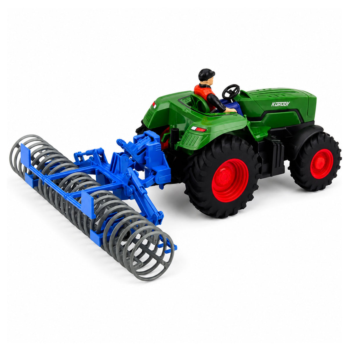 Rc Green Tractor With Roller And Farmer 1:24 Remote Controlled