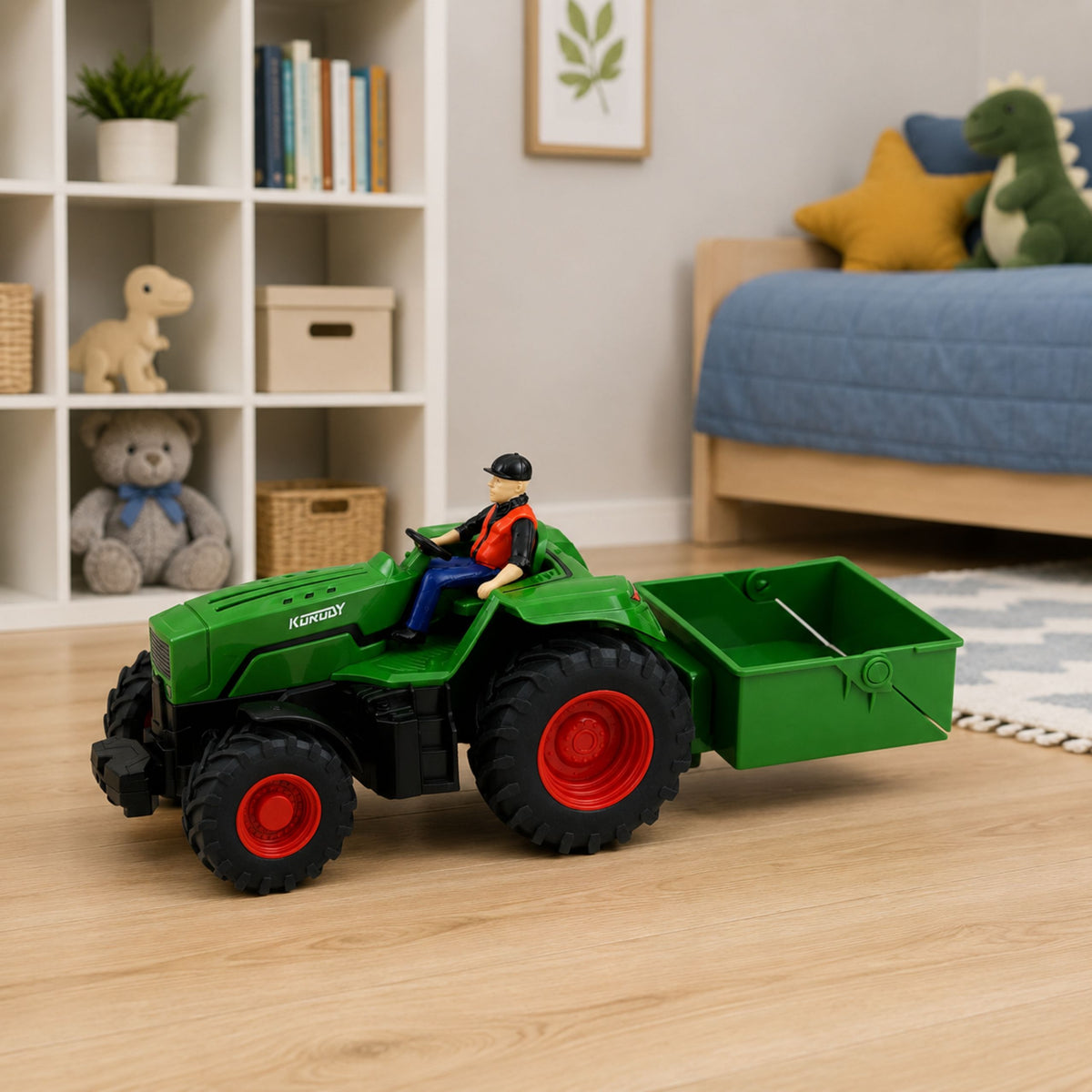 Remote Controlled Rc Agricultural Tractor With Box Trailer Farmer 1:24