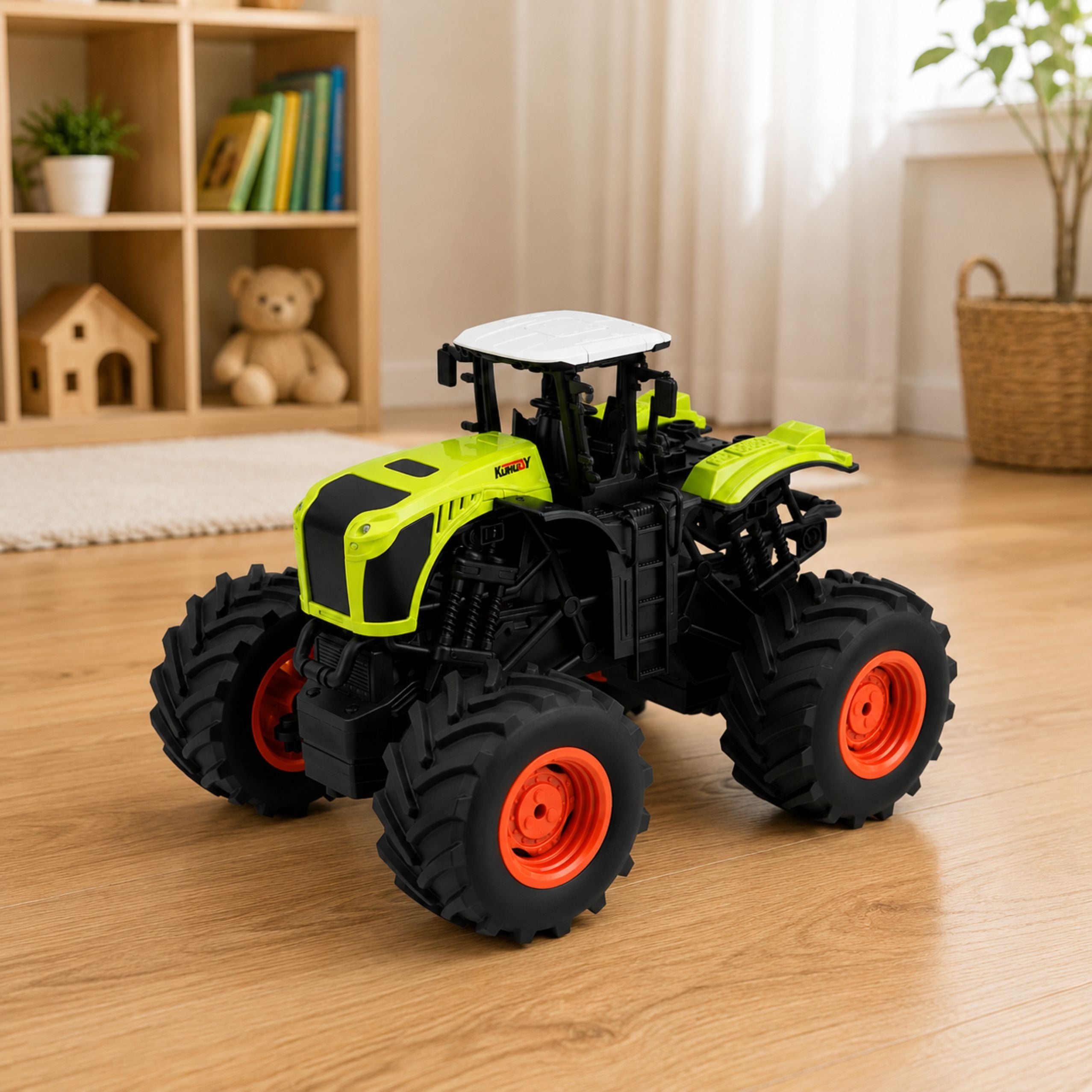 Tall Remote Controlled Rc Farm Tractor Green Lights Sounds 1:16
