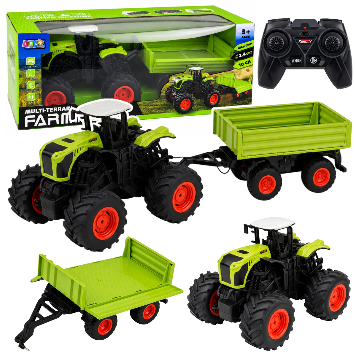 High Agricultural Tractor With Tipper Trailer Remote Controlled Rc 1:16