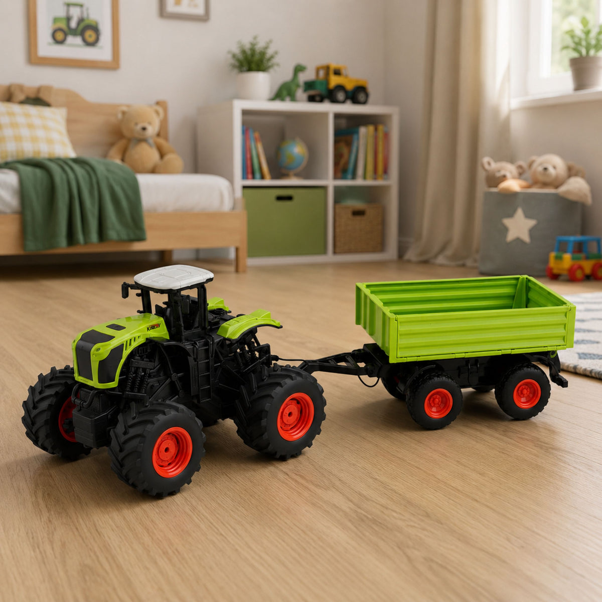 High Agricultural Tractor With Tipper Trailer Remote Controlled Rc 1:16