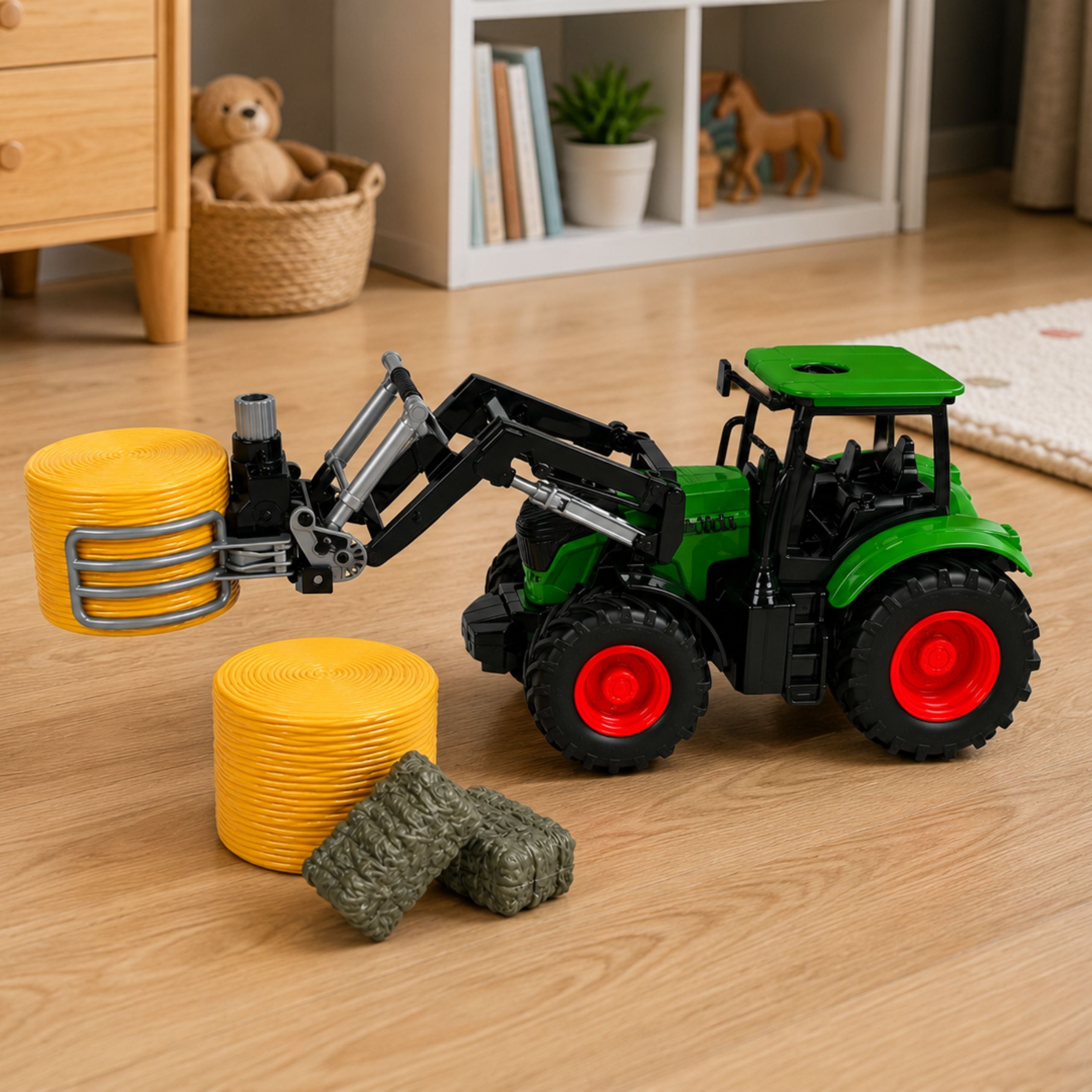 Agricultural Set Tractor With Bale Grabber Agricultural Trailer Hay 1:24