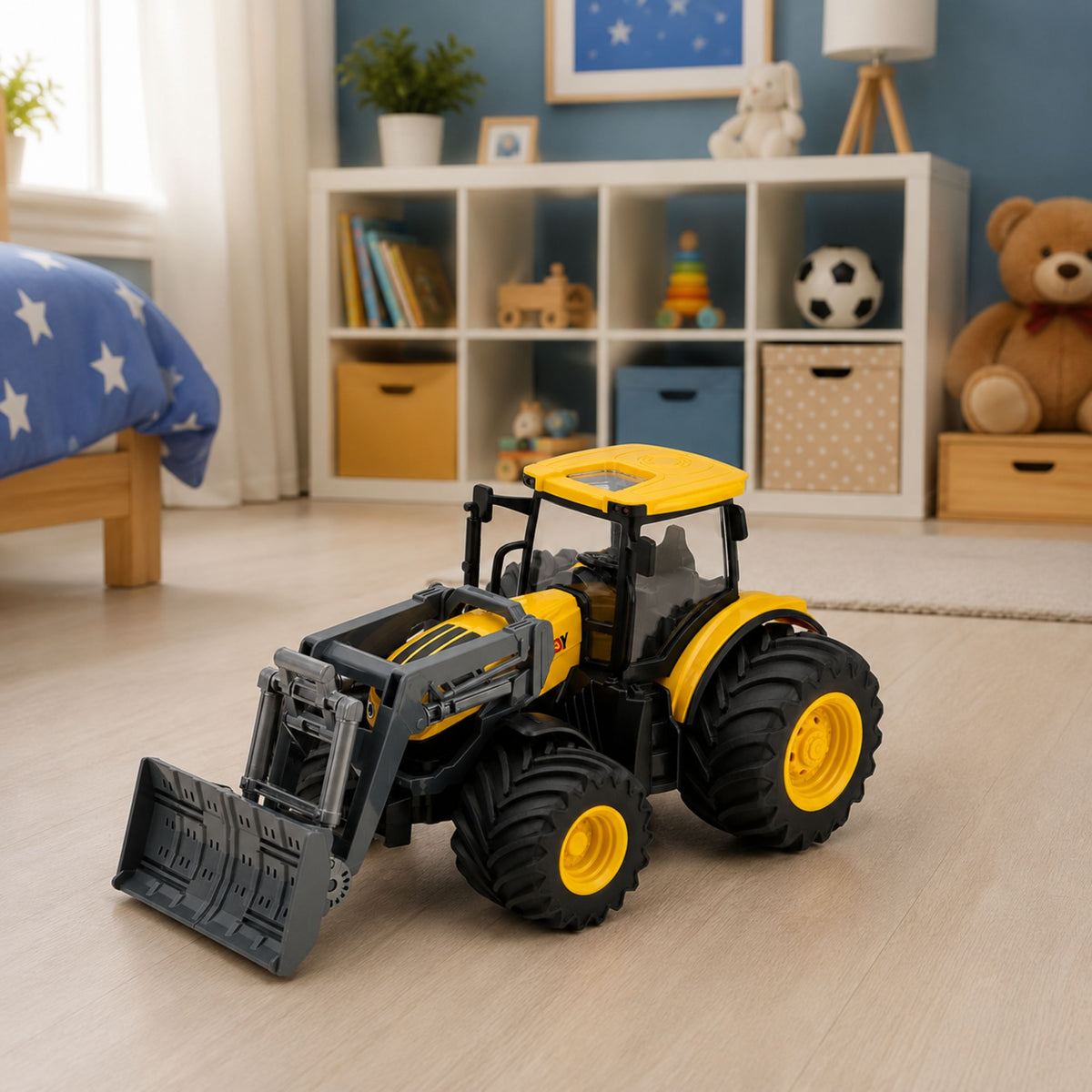 Agricultural Farm Tractor With Bulldozer Lights Sounds Yellow 1:24