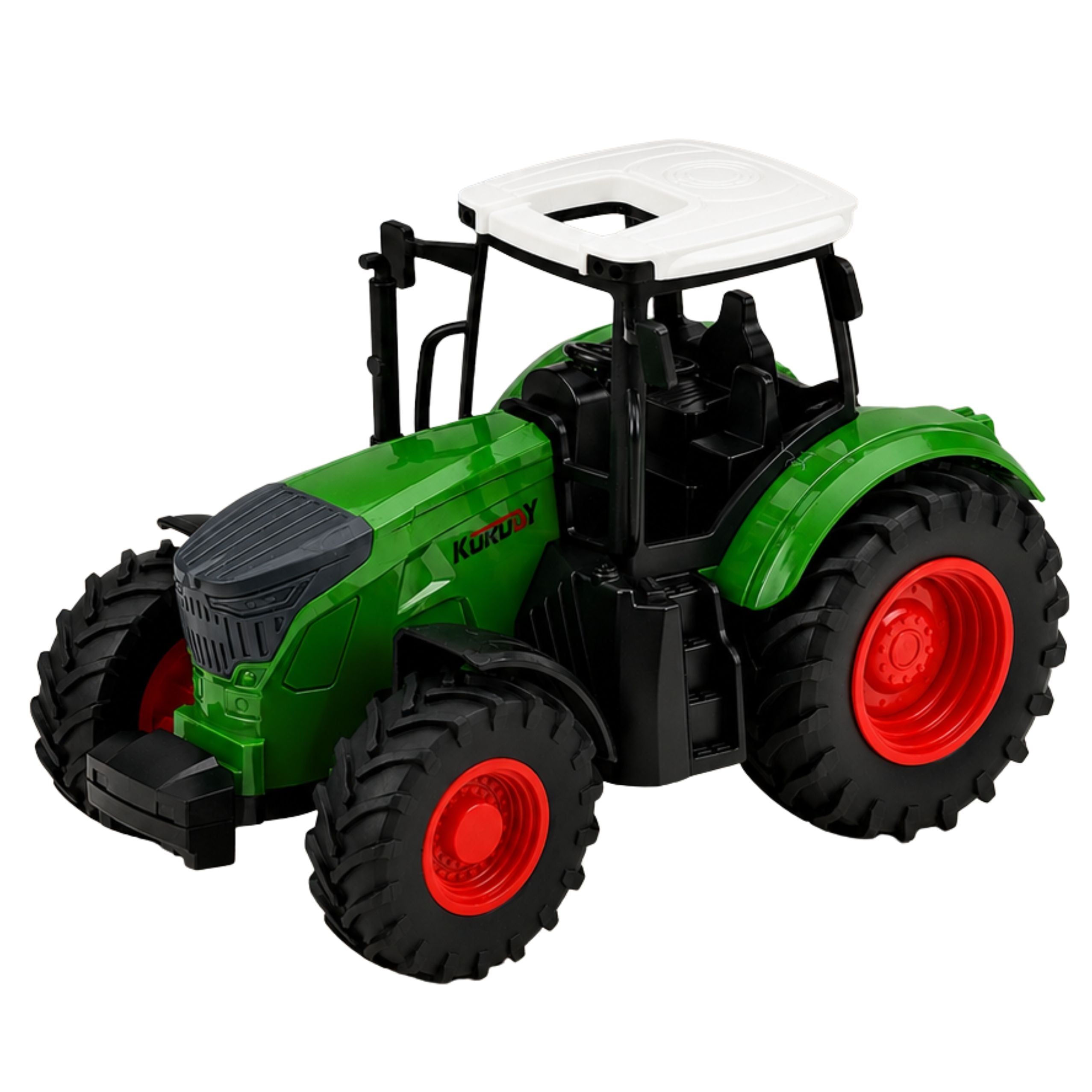 Agricultural Tractor Farm Farm Rubber Wheels White Green 1:24