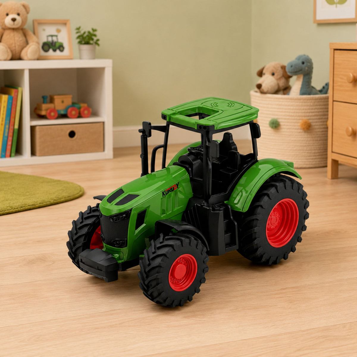 Agricultural Farm Tractor Rubber Wheels Green 1:24