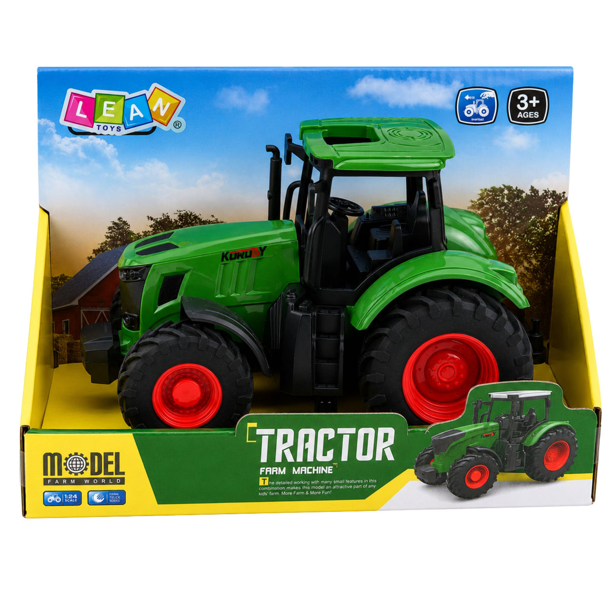 Agricultural Farm Tractor Rubber Wheels Green 1:24