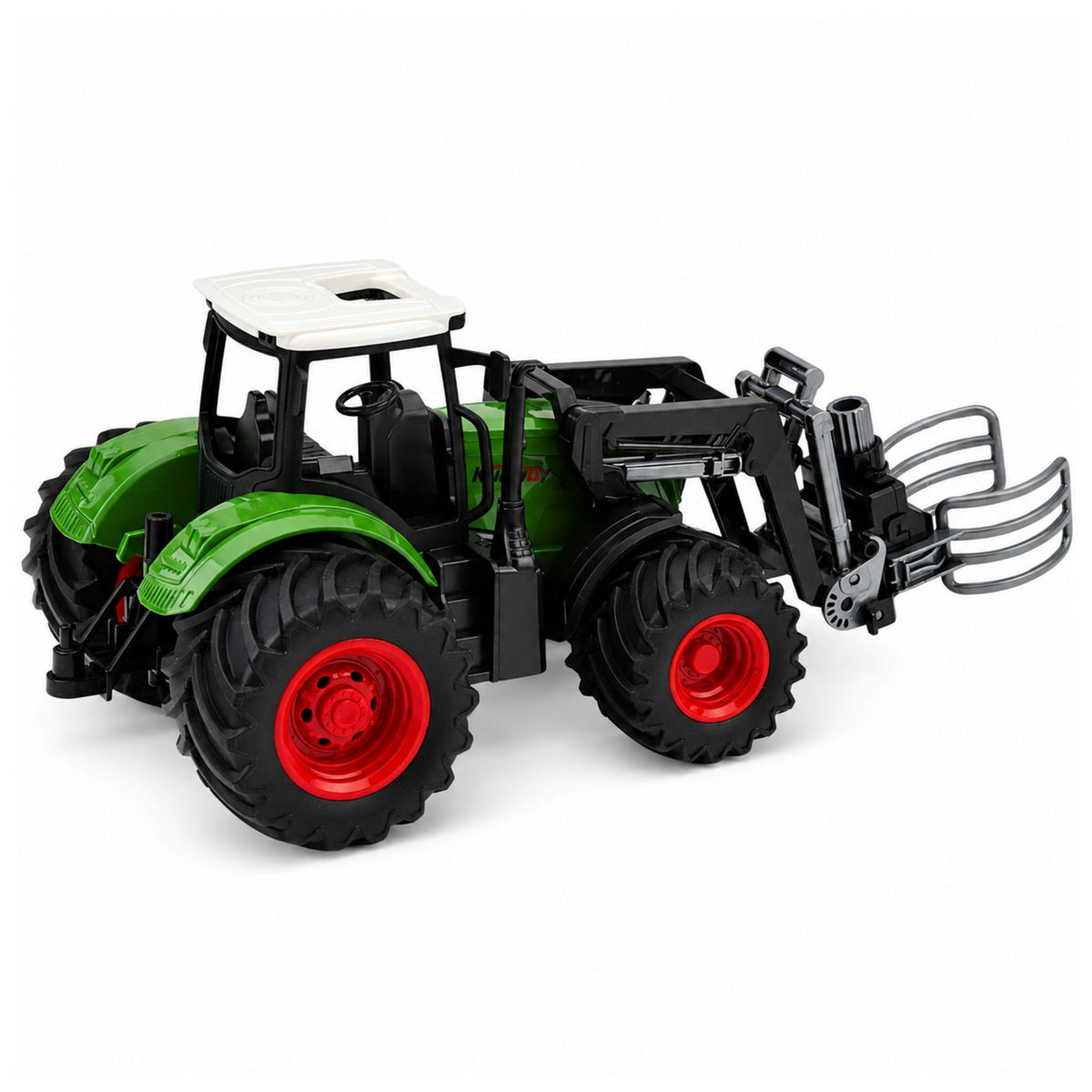 Agricultural Farm Tractor With Bale Grabber Rubber Wheels Green 1:24