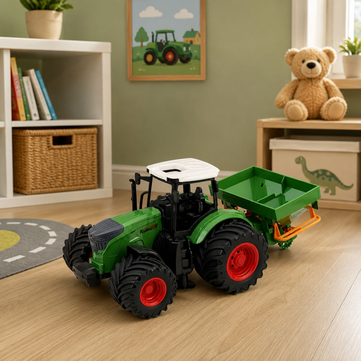 Agricultural Farm Tractor With Seeder Rubber Wheels Agricultural Machine 1:24