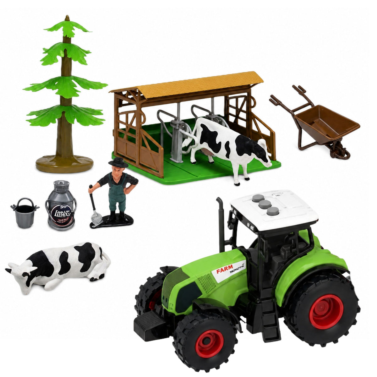 Farm Set With Tractor And Barn Animals Figures Accessories 37 Pcs.