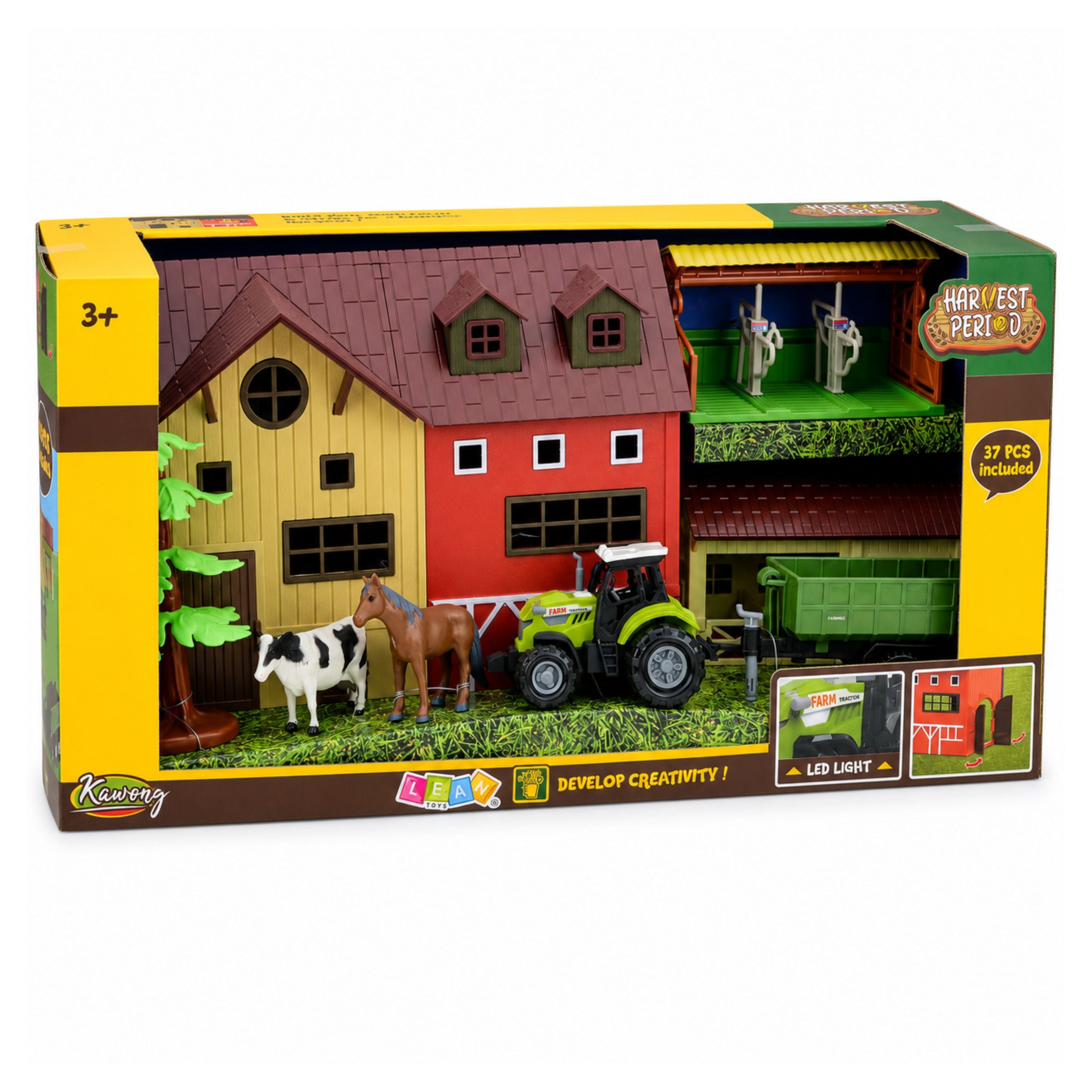 Farm Set With Tractor And Barn Animals Figures Accessories 37 Pcs.