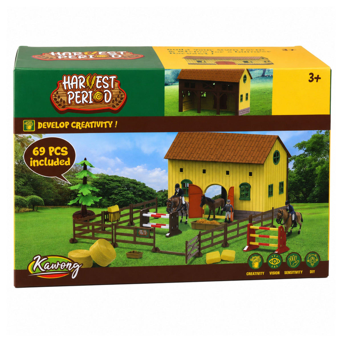 Set Farm Horse Stables Horse Jumping Hills Figures Accessories 69 Pcs.
