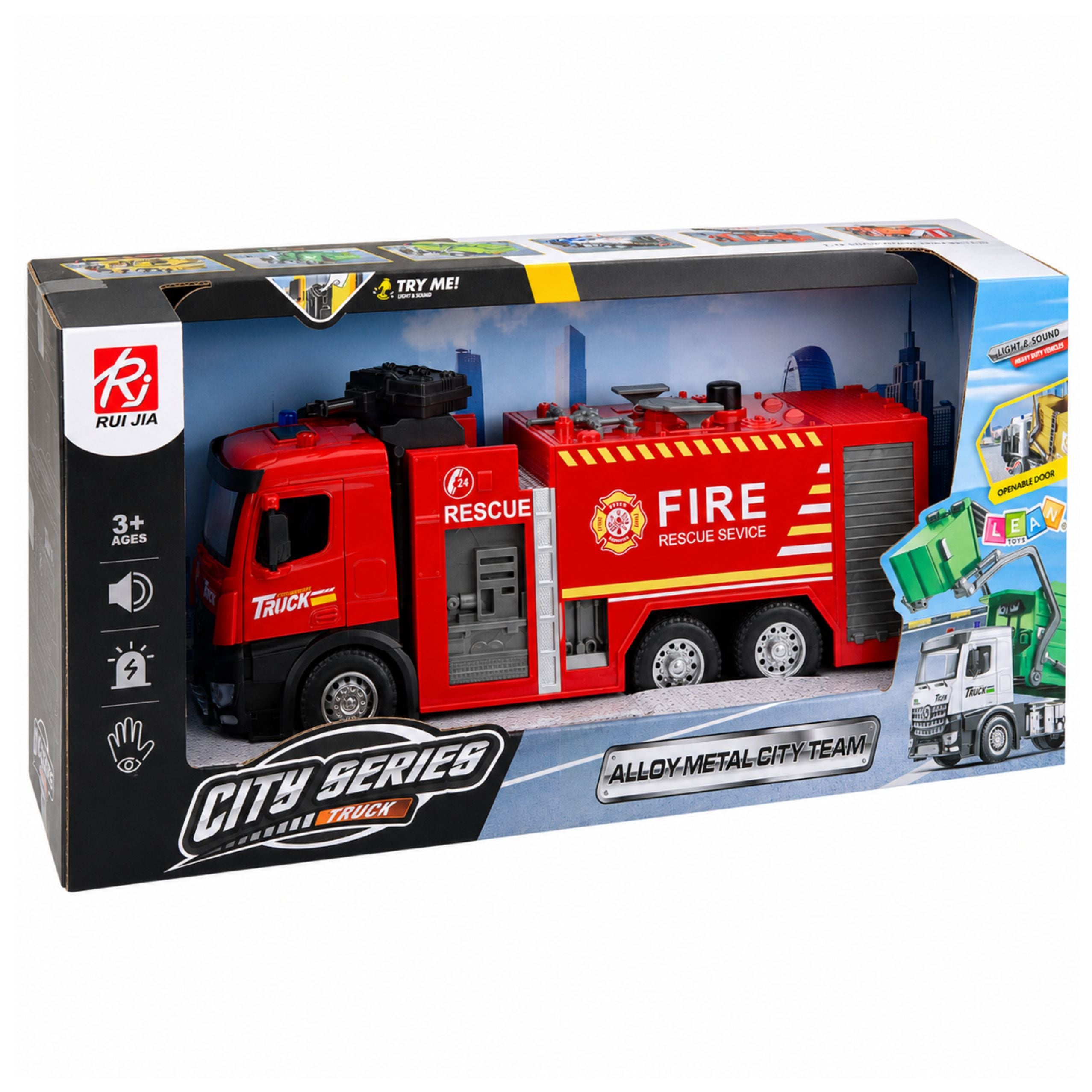 Fire Truck With Water Function Metal Cabin Lights Sounds 1:12