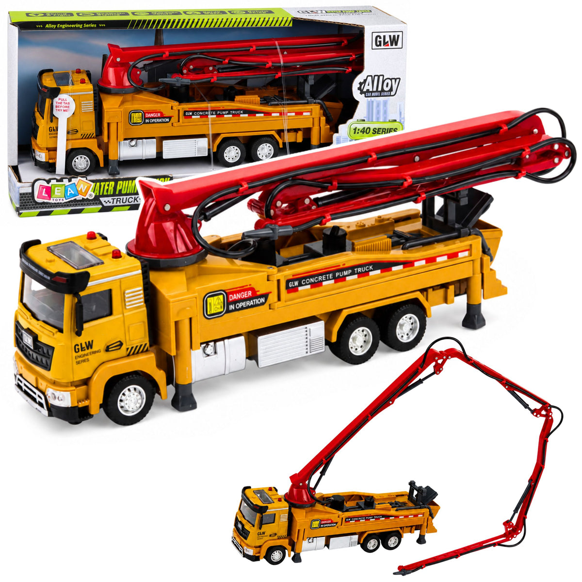 Concrete Pump Truck With Lights Sounds Water Drive 1:40