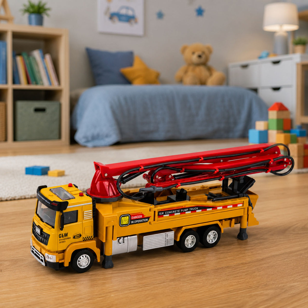 Concrete Pump Truck With Lights Sounds Water Drive 1:40