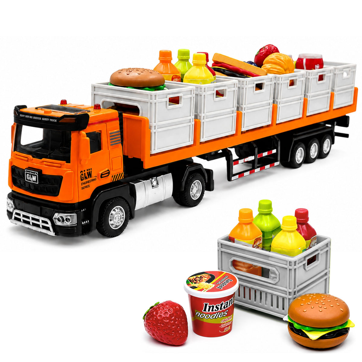 Camion arancione per il trasporto di alimenti 1:40