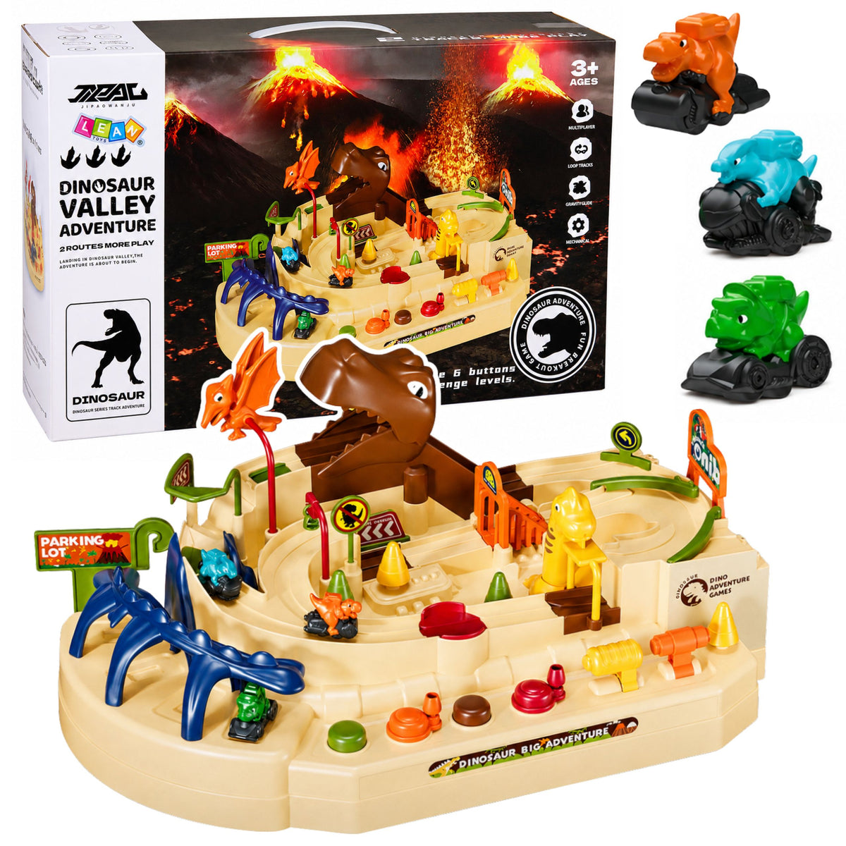 Pista Arcade Manual Interactiva Con Dinosaurios 8 Desafíos Vehículos