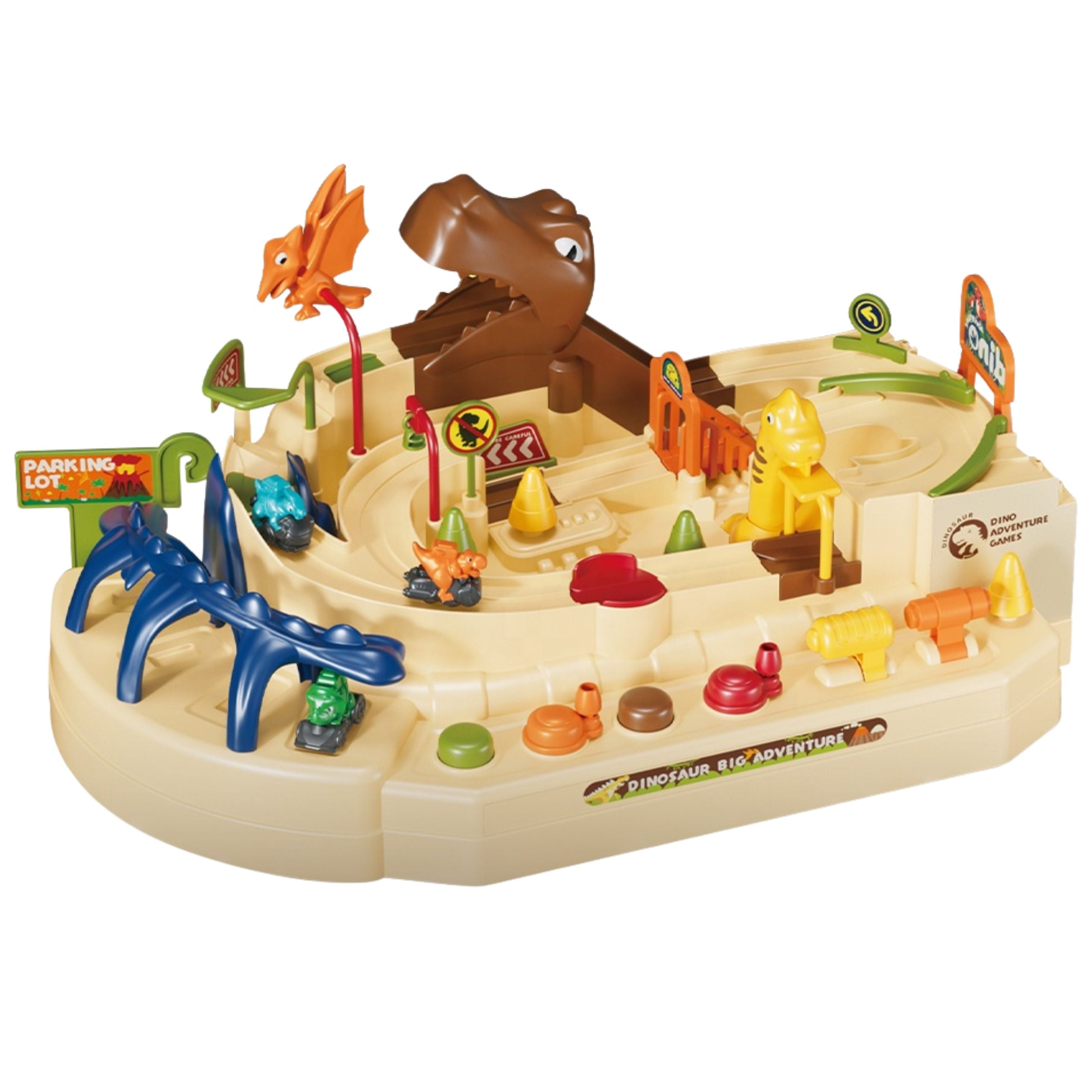 Interactive Manual Arcade Track With Dinosaurs 8 Challenges Vehicles