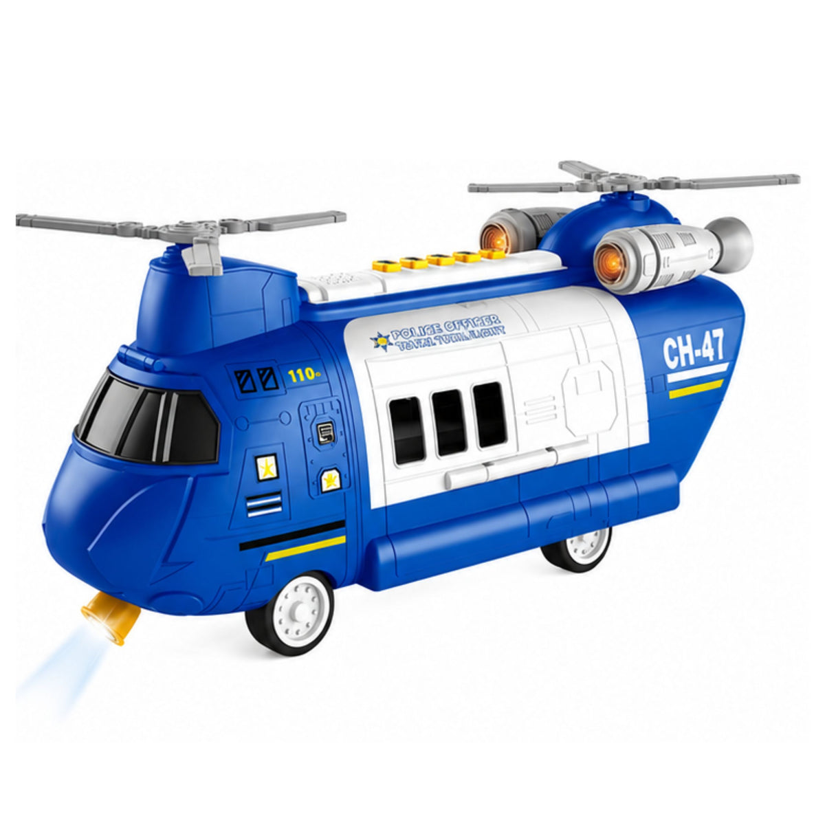 Foldable Police Transport Plane With Vehicles Lights Sounds