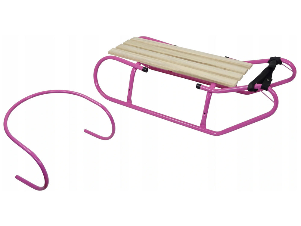 Metal Sled With Backrest Strap Pink