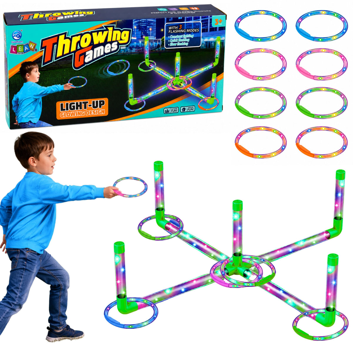 Ringo Throwing Skill Game For Kids Led Glowing Hoops Posts