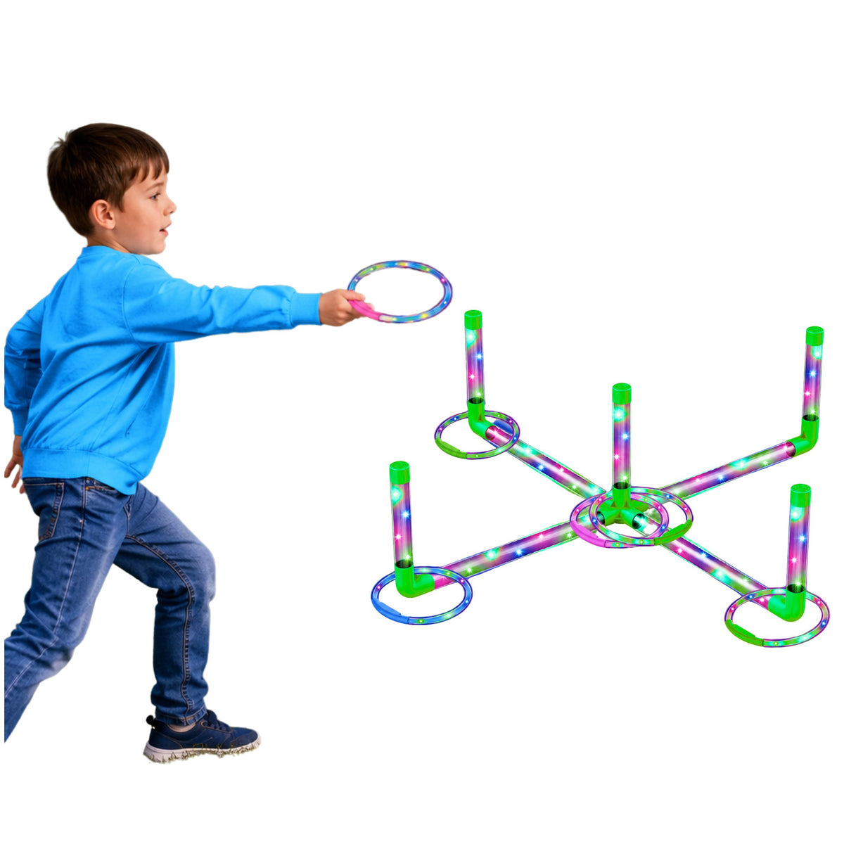 Ringo Throwing Skill Game For Kids Led Glowing Hoops Posts