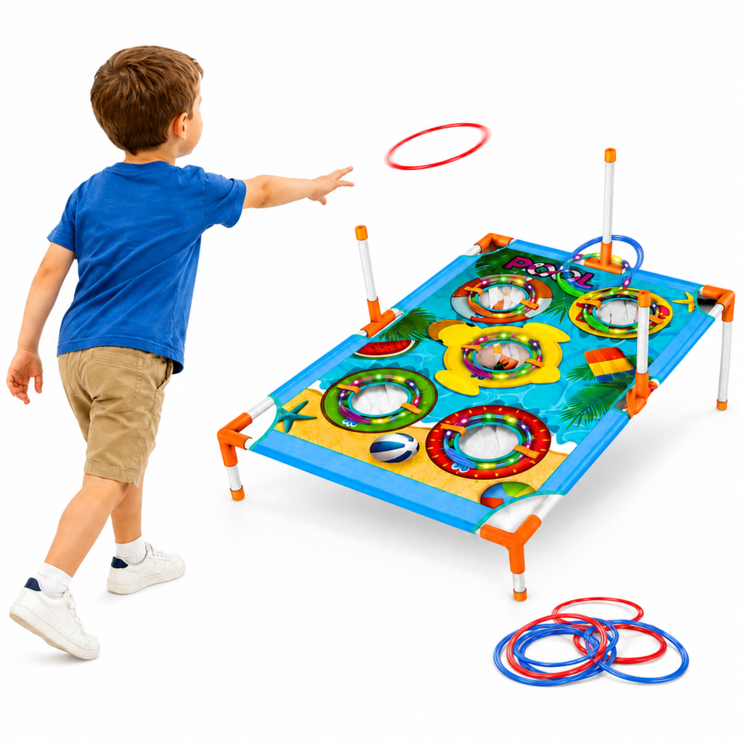 4-in-1 Target Throwing Skill Game With A Board Bags Hoops Frisbee