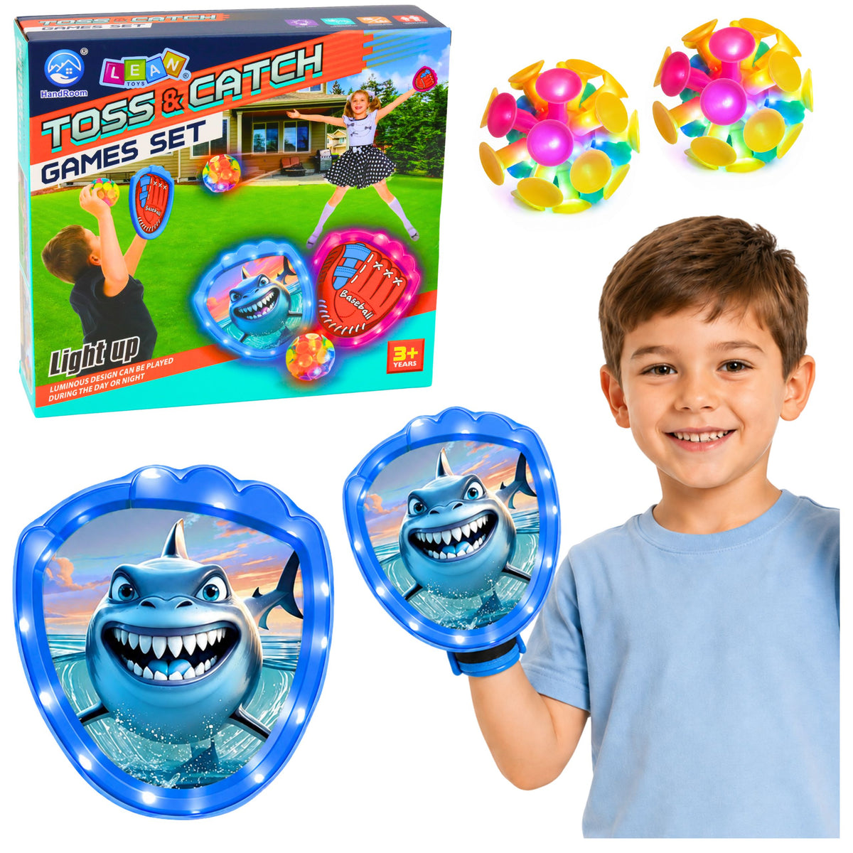 Arcade Game For Throwing Catching Paddle Glowing Balls Led Shark