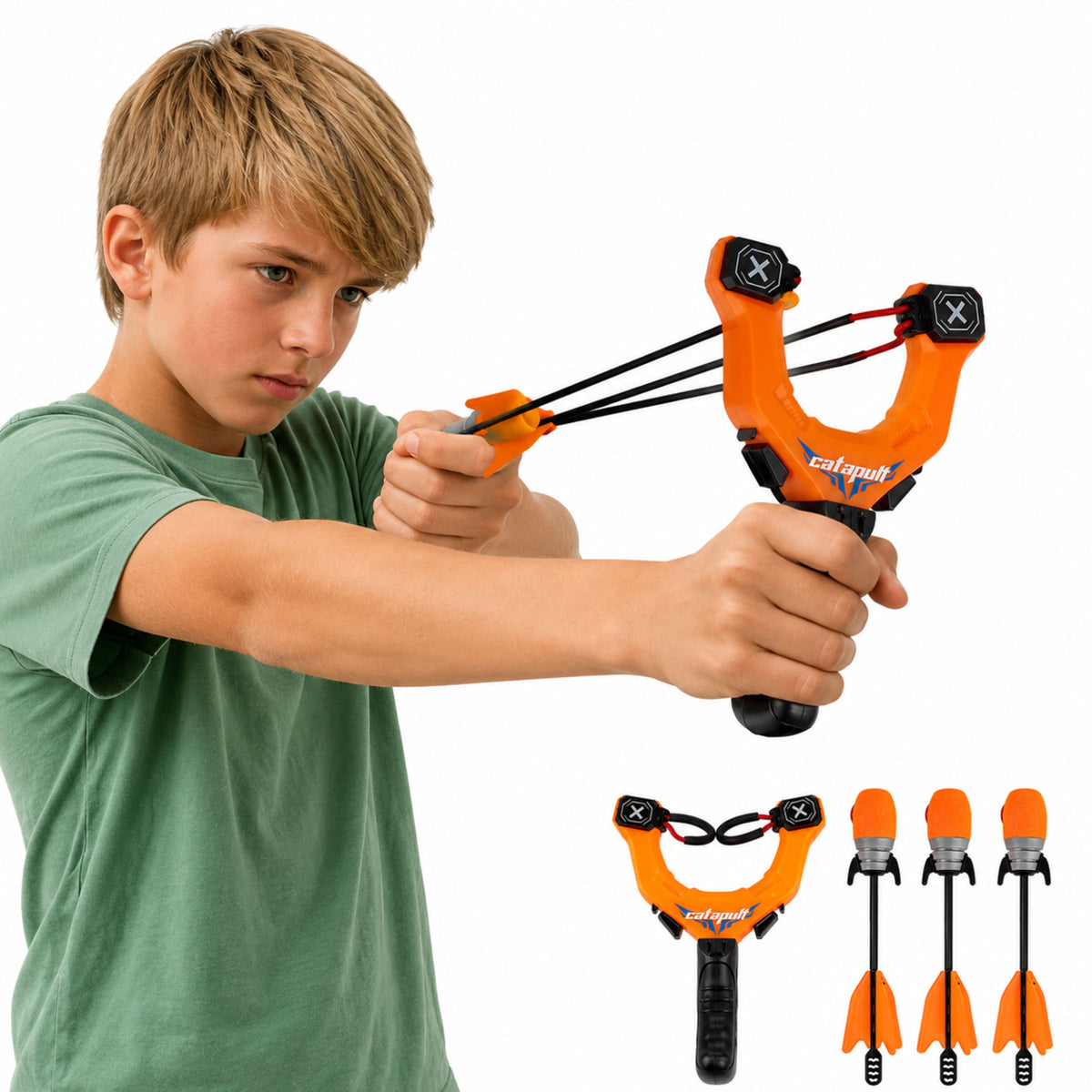 Sports Set Of Skill Slingshot With Whistling Arrows Orange 15m