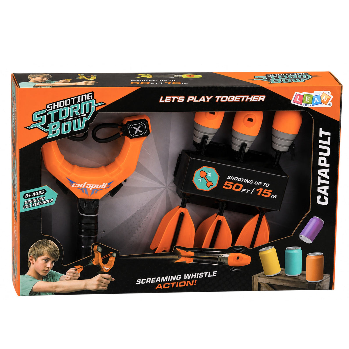Sports Set Of Skill Slingshot With Whistling Arrows Orange 15m