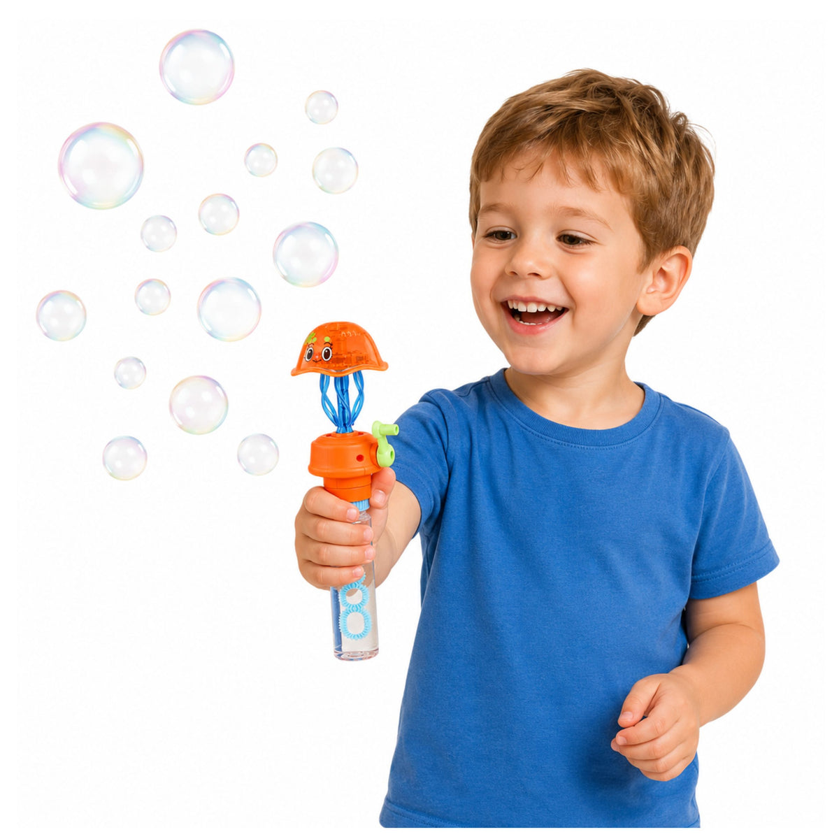 Jellyfish Soap Bubbles With Moving Tentacles Crank Led Light 40ml