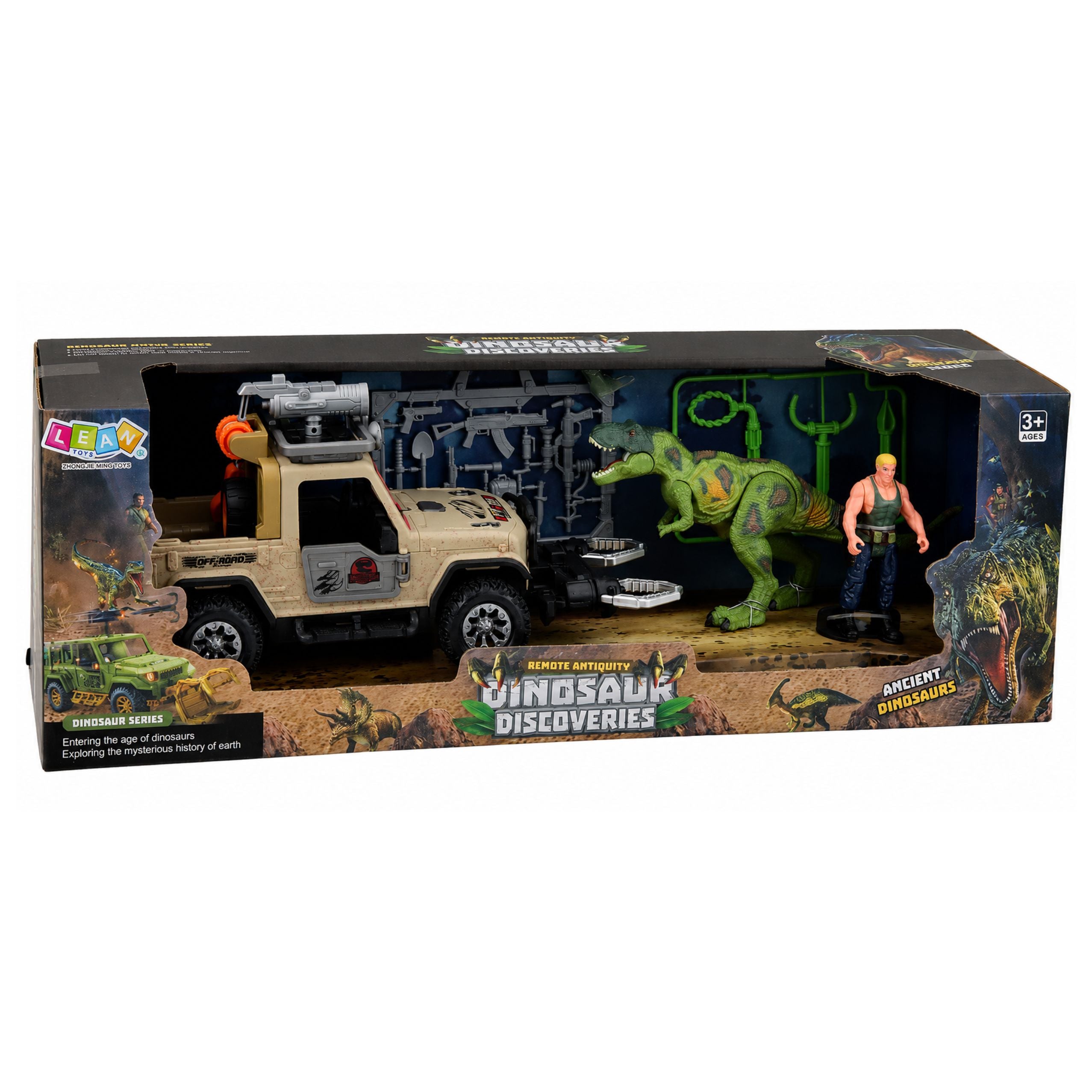Dinosaur Hunter Set Dinosaur T-rex Figure Hunter Car Sounds