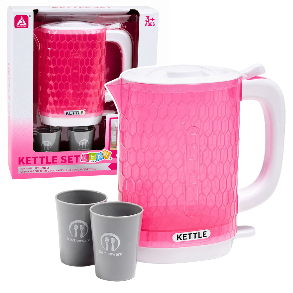 Bouilloire pour enfants avec tasses, sons de cuisine, lumières rose