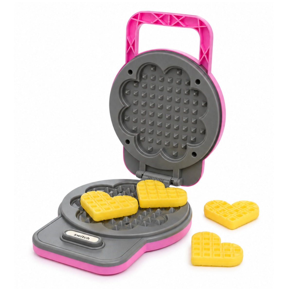 Socraigh Cistine Meascthóir Waffle Déantóir Leideanna Idirmhalartaithe Soilse Fuaimeanna Pink