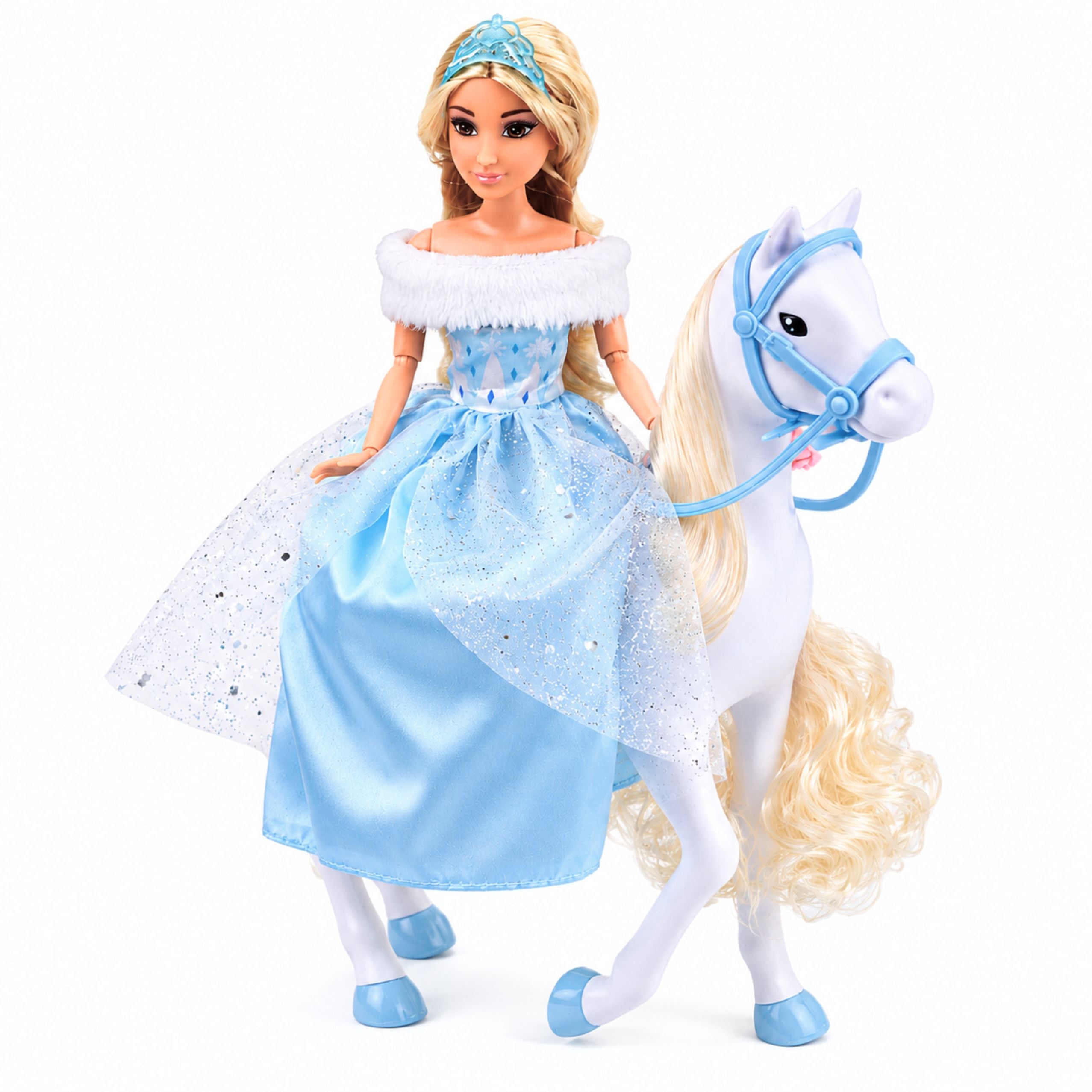 Anlily Doll On A White Horse Princess In A Blue Dress Accessories