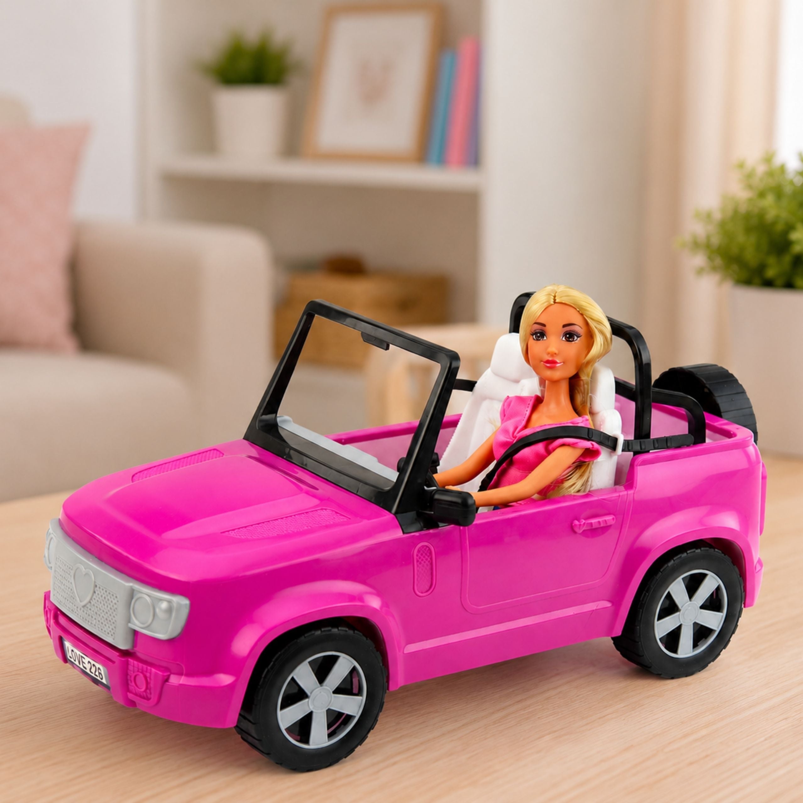 Anlily Doll In A Convertible Car Purple Phone Holder With Headphones