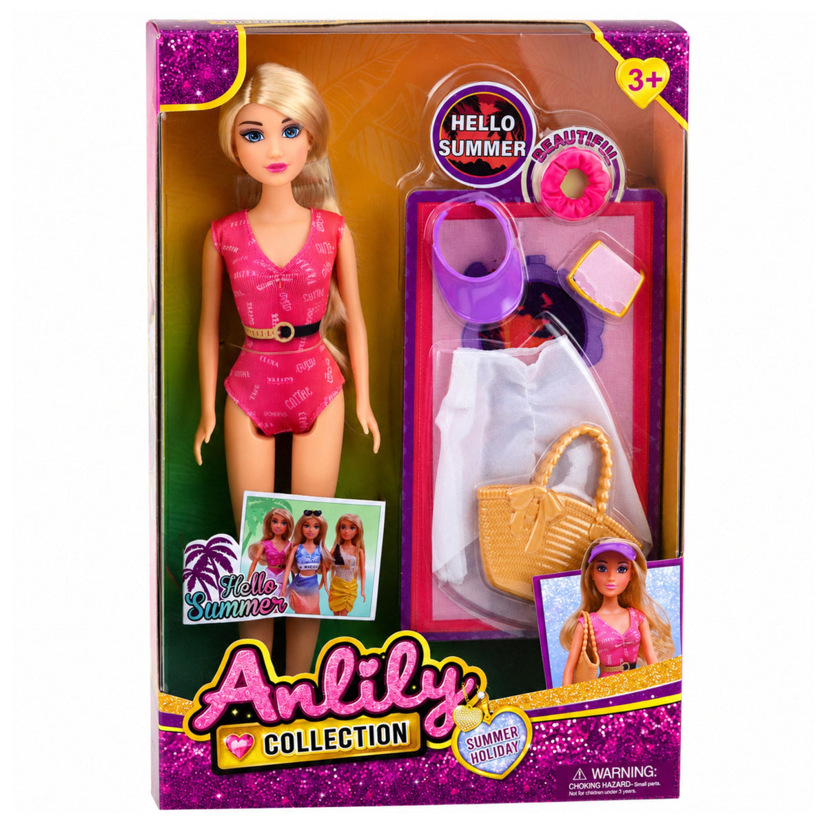 Anlily Doll In Swimsuit Beach Bag And Accessories Set