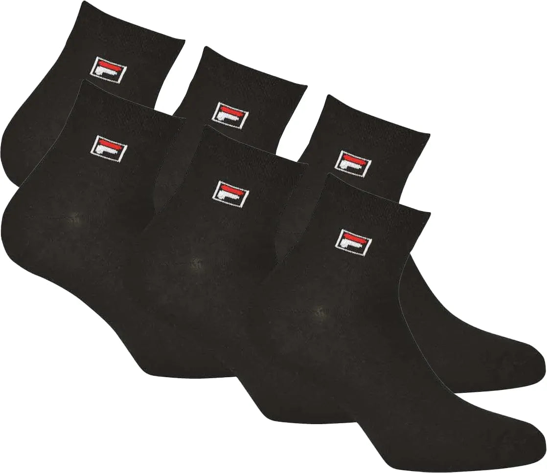 FILA Quarter Sokken 6-Pack Unisex Zwart 39-42