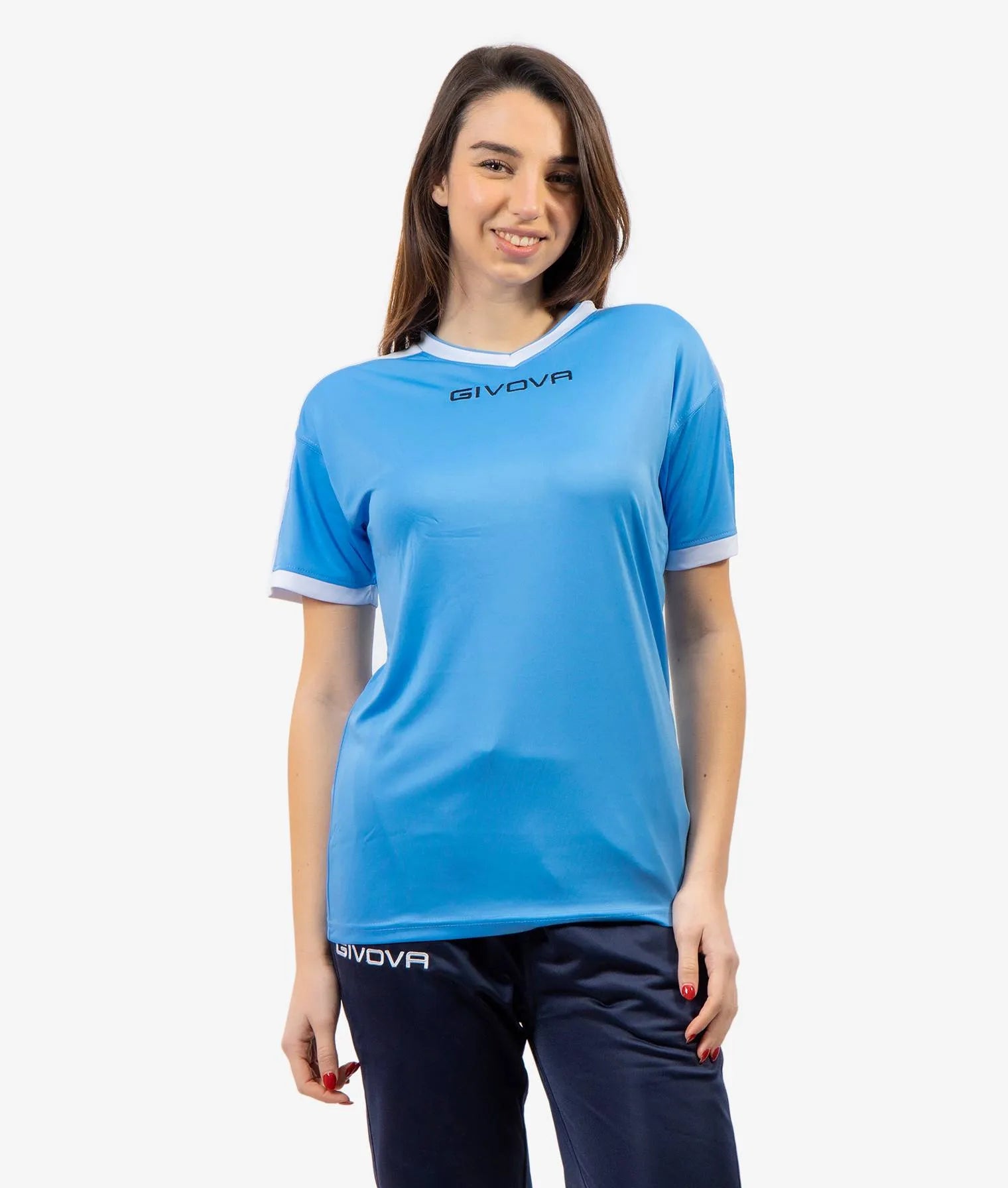 T-shirt sportiva Givova Revolution Bianco cielo Blu