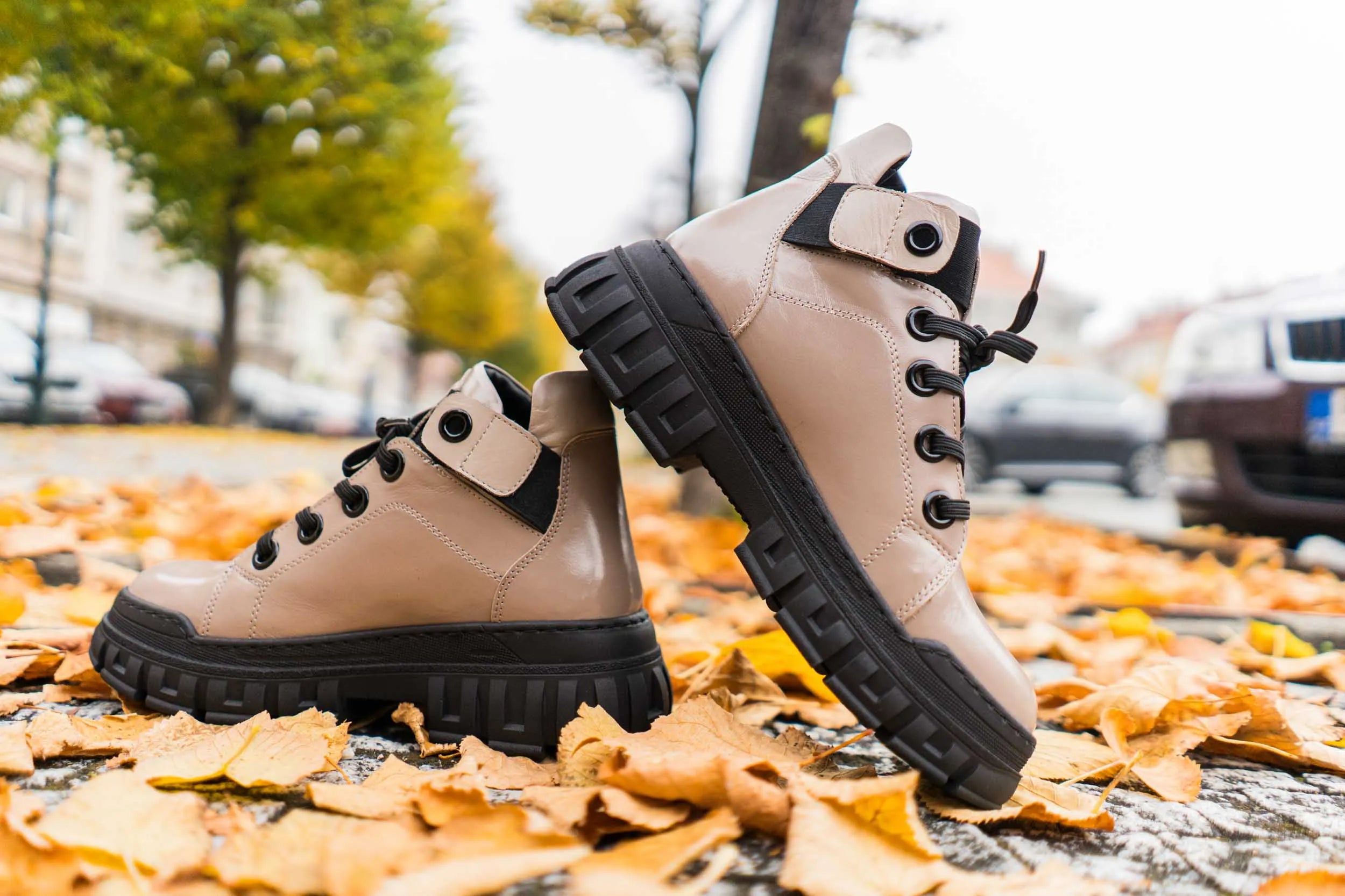 Sapatos femininos de couro nell 157 bege 39