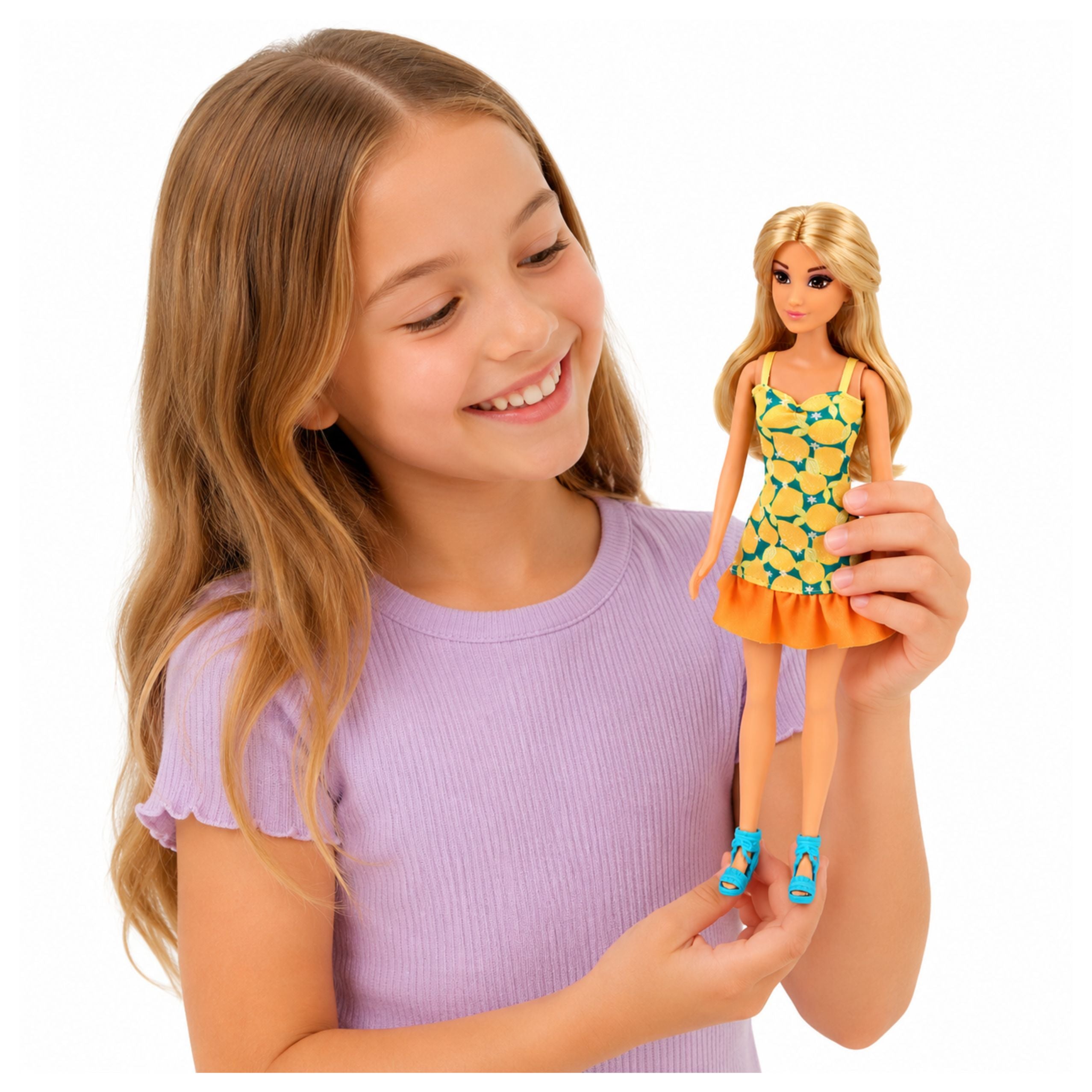 Anlily Doll In Yellow Dress With Kitten Garden Furniture Umbrella Accessories