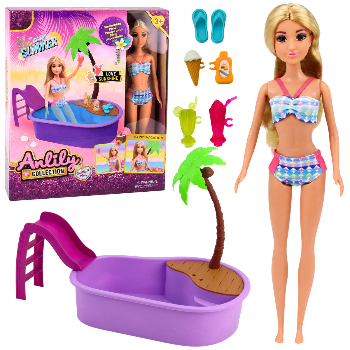 Set di accessori da spiaggia per palme con scivolo della piscina Anlily