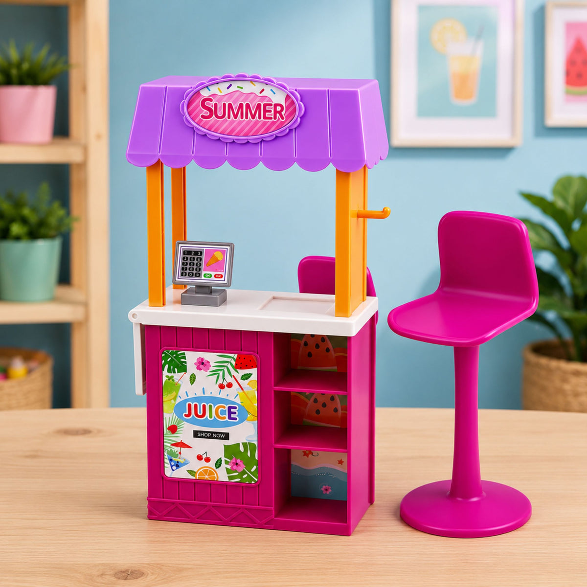 Anlily Doll Saleswoman With Drinks And Snacks Stand Accessories Set
