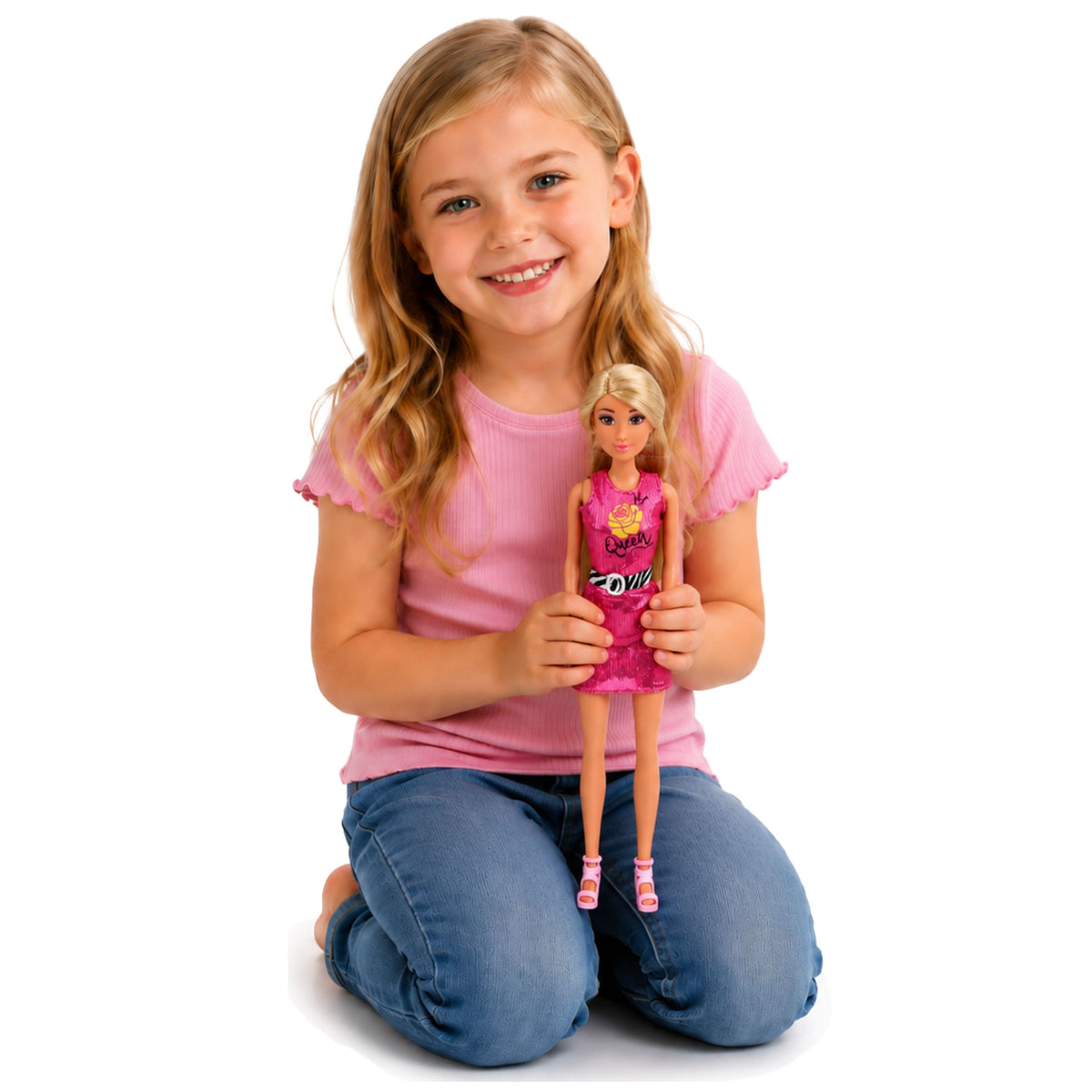 Anlily Doll In Pink Dress Purse Jewelry Accessories Set