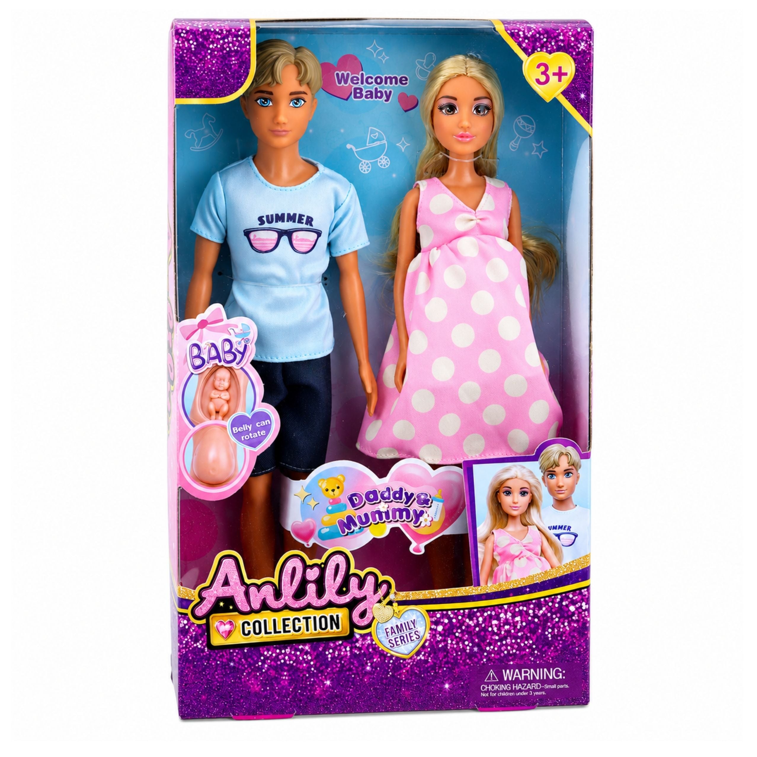 Anlily Family Doll Set: Pregnant Mom Dad Baby Infant