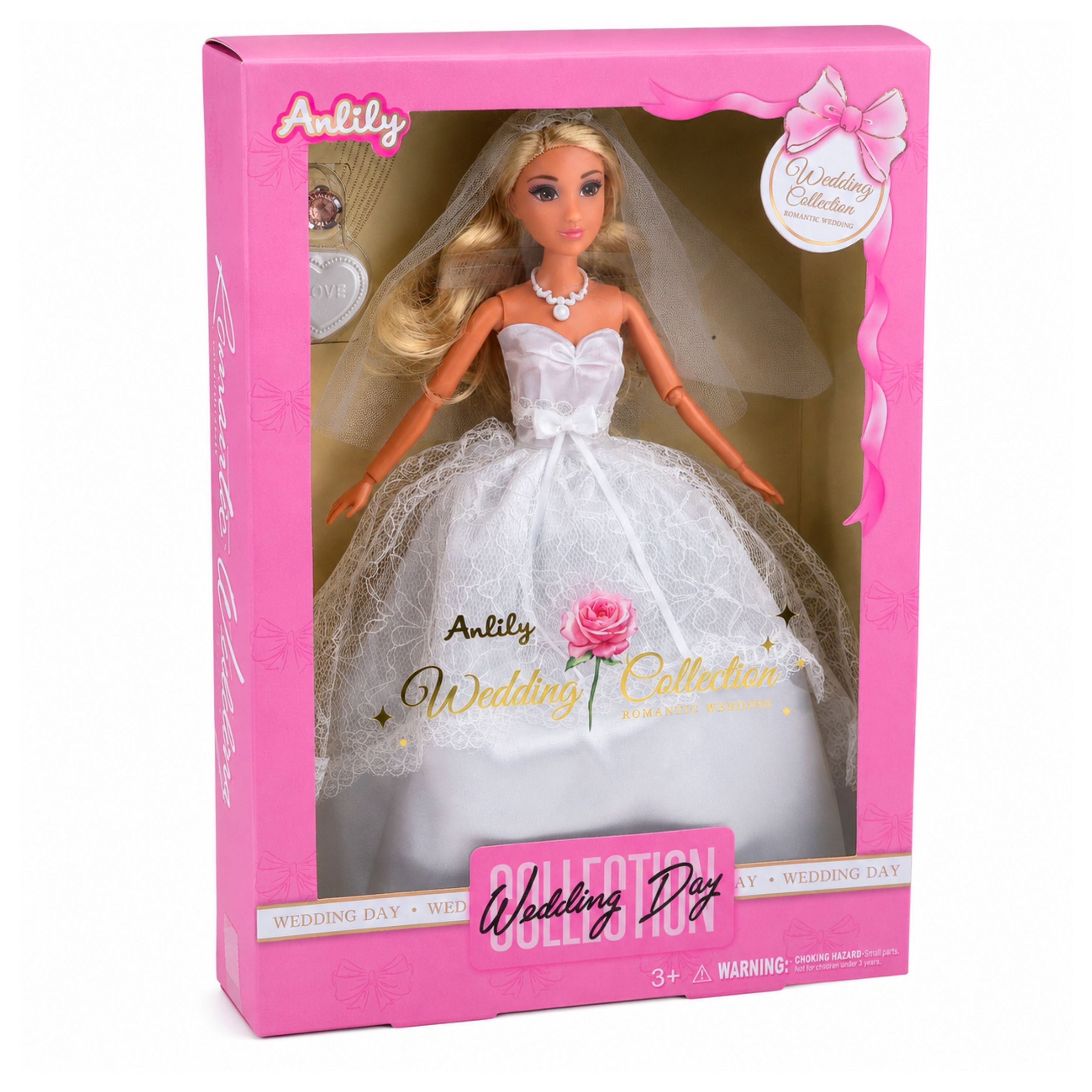 Anlily Bride Doll In White Wedding Dress With Lace Accessories Set