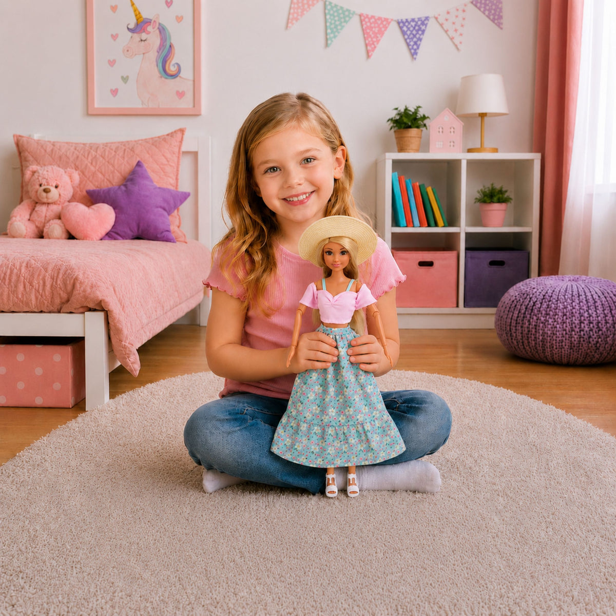 Anlily Fashion Doll con gonna e cappello, set di accessori per tazze