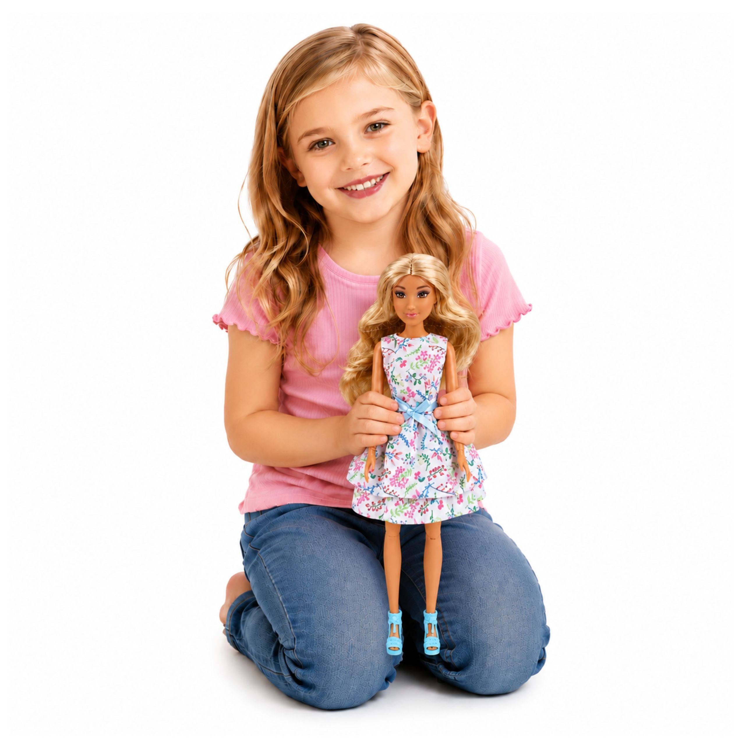 Anlily Doll With Dog Floral Dress Bag Snacks Accessories Set