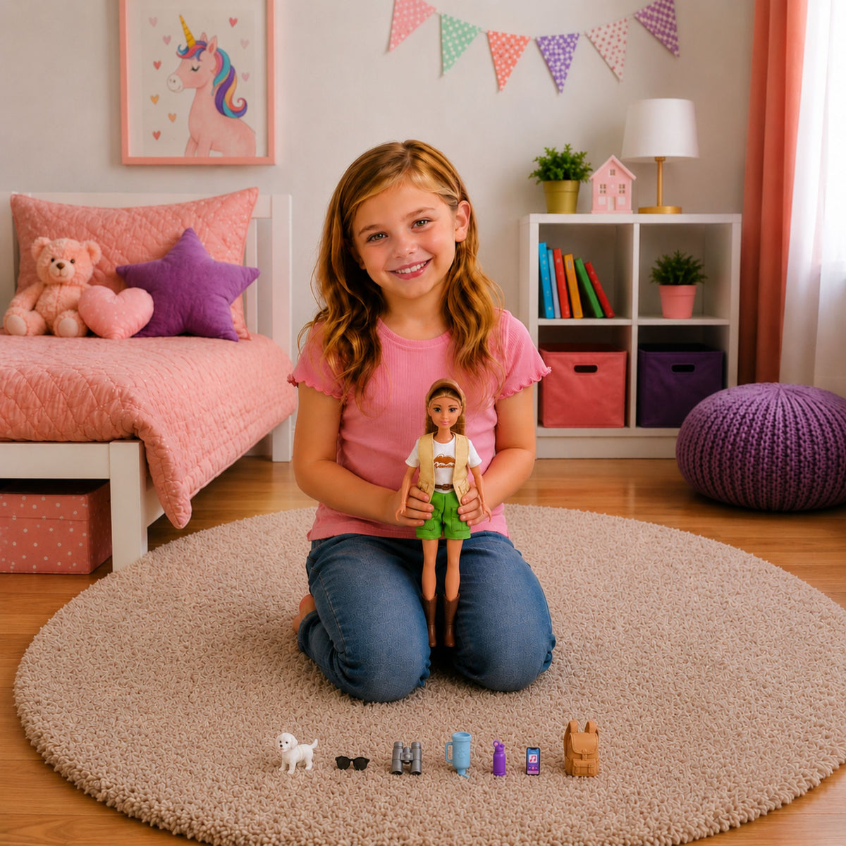 Anlily Traveler Doll With Dog Backpack Accessories Set