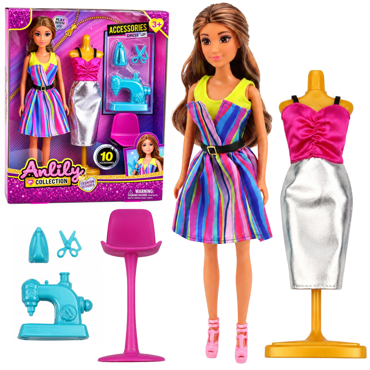 Anlily Clothes Designer Dressmaker Sewing Machine Mannequin Doll Set