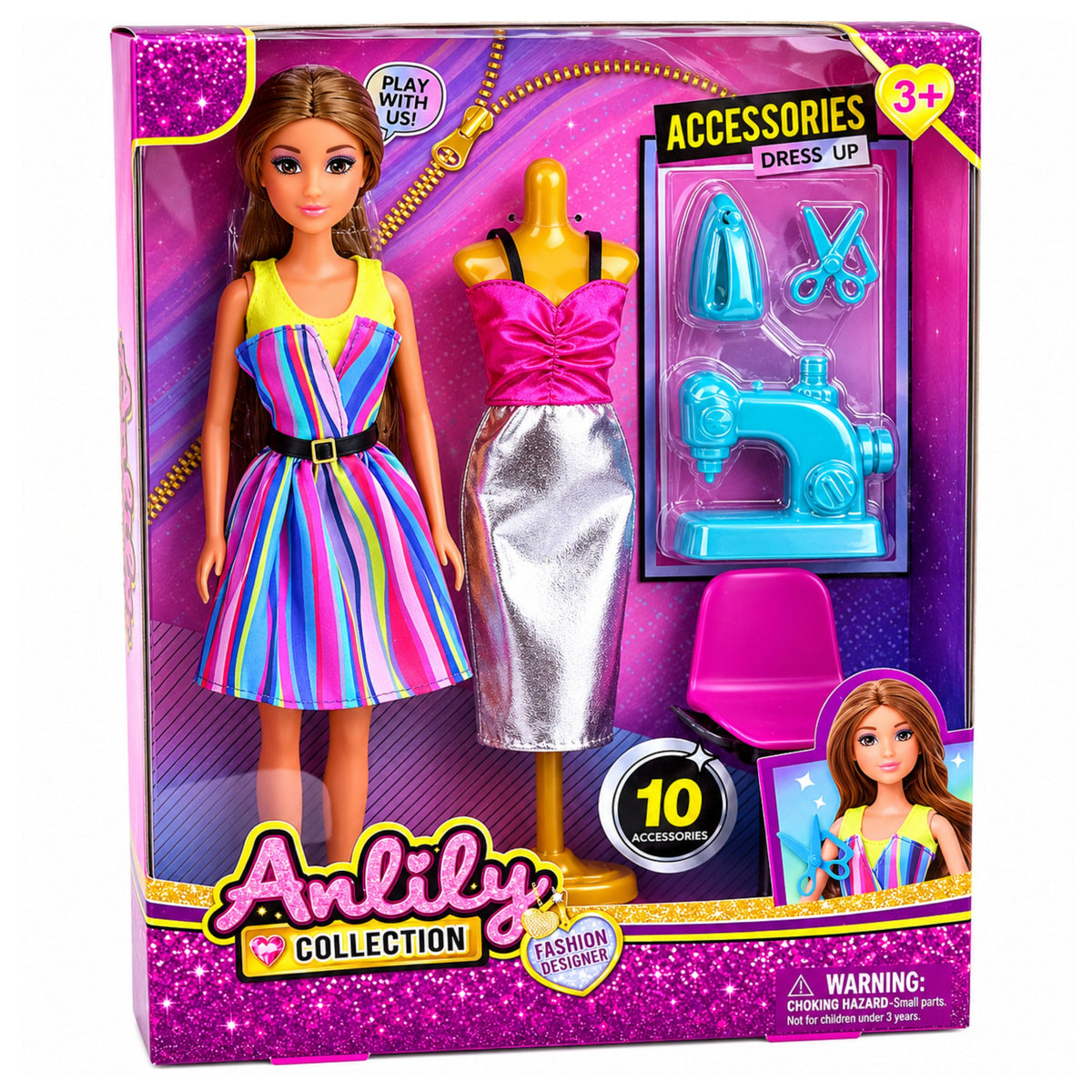 Anlily Clothes Designer Dressmaker Sewing Machine Mannequin Doll Set